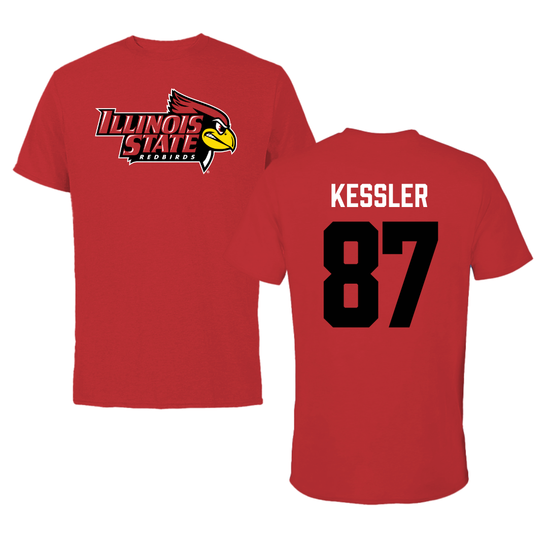 Illinois State University Football Red Redbird Tee  - #87 Nick Kessler