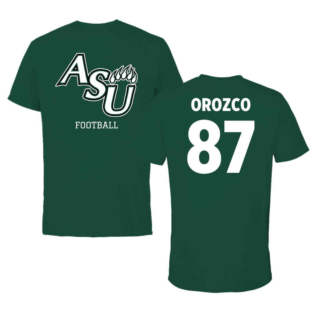 Adams State University Football Green Tee  - #87 Damien Orozco