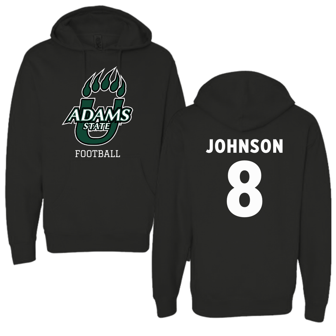 Adams State University Football Black Hoodie  - #8 Aaron Johnson