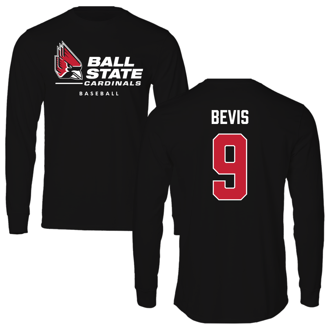 Ball State University Baseball Black Long Sleeve  - #9 Blake Bevis