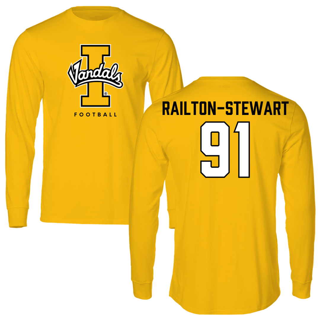 University of Idaho Football Gold Long Sleeve - #91 Malakai Railton-Stewart