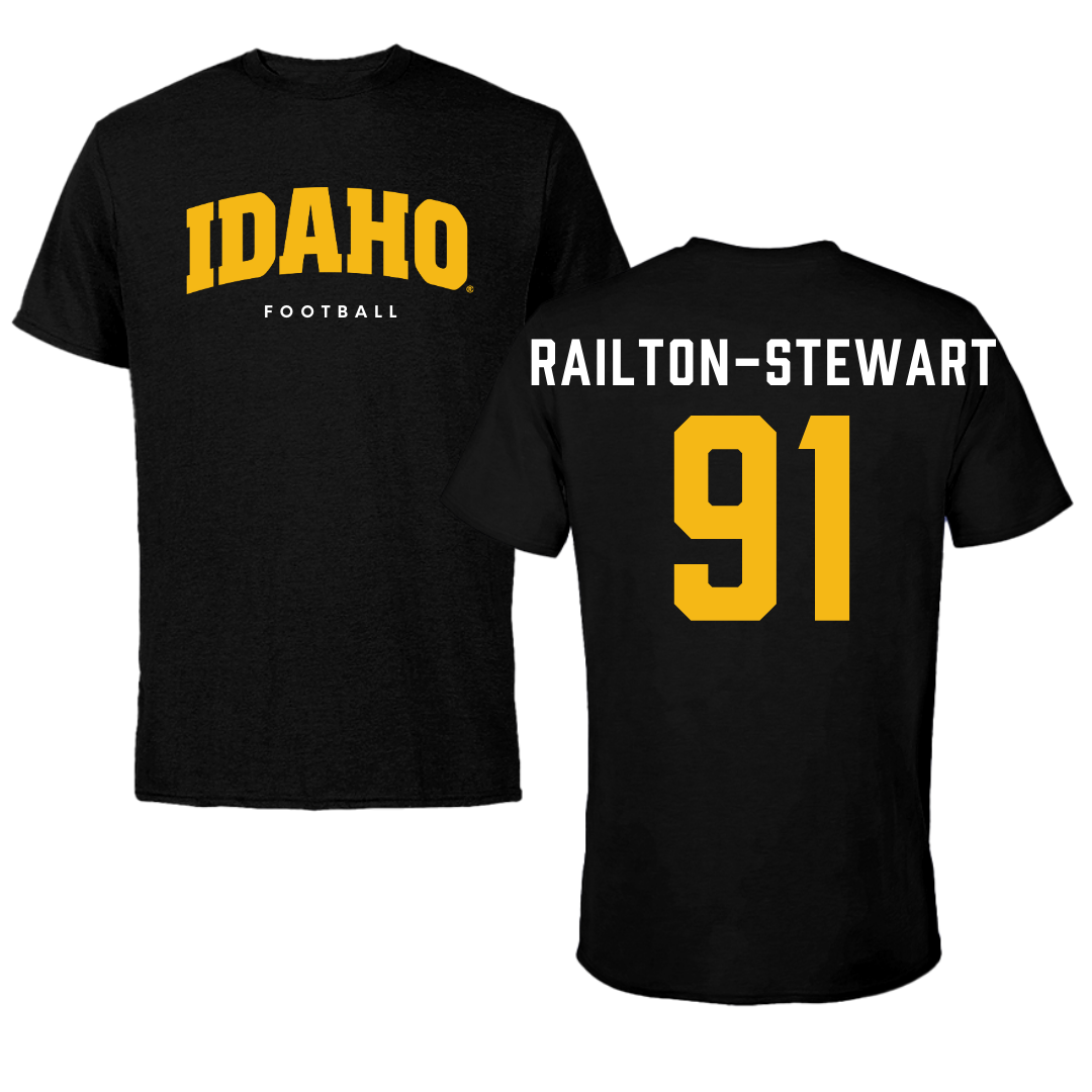 University of Idaho Football Black Idaho Tee - #91 Malakai Railton-Stewart
