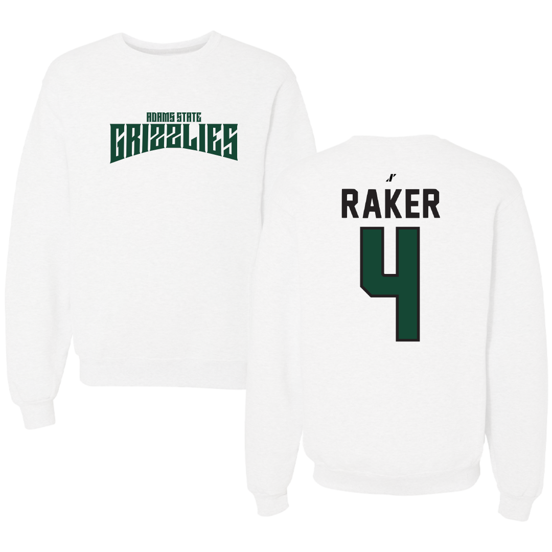 Adams State University Baseball White Classic Crewneck - #4 Joey Raker