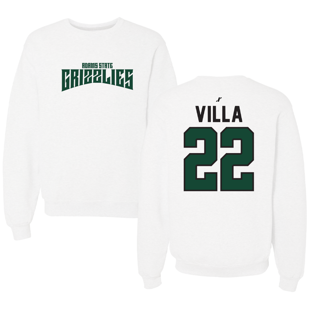 Adams State University Baseball White Classic Crewneck - #22 Eric Villa