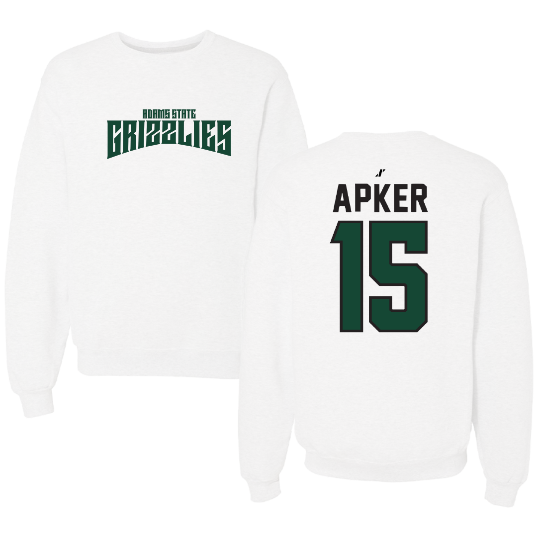 Adams State University Baseball White Classic Crewneck - #15 Cory Apker