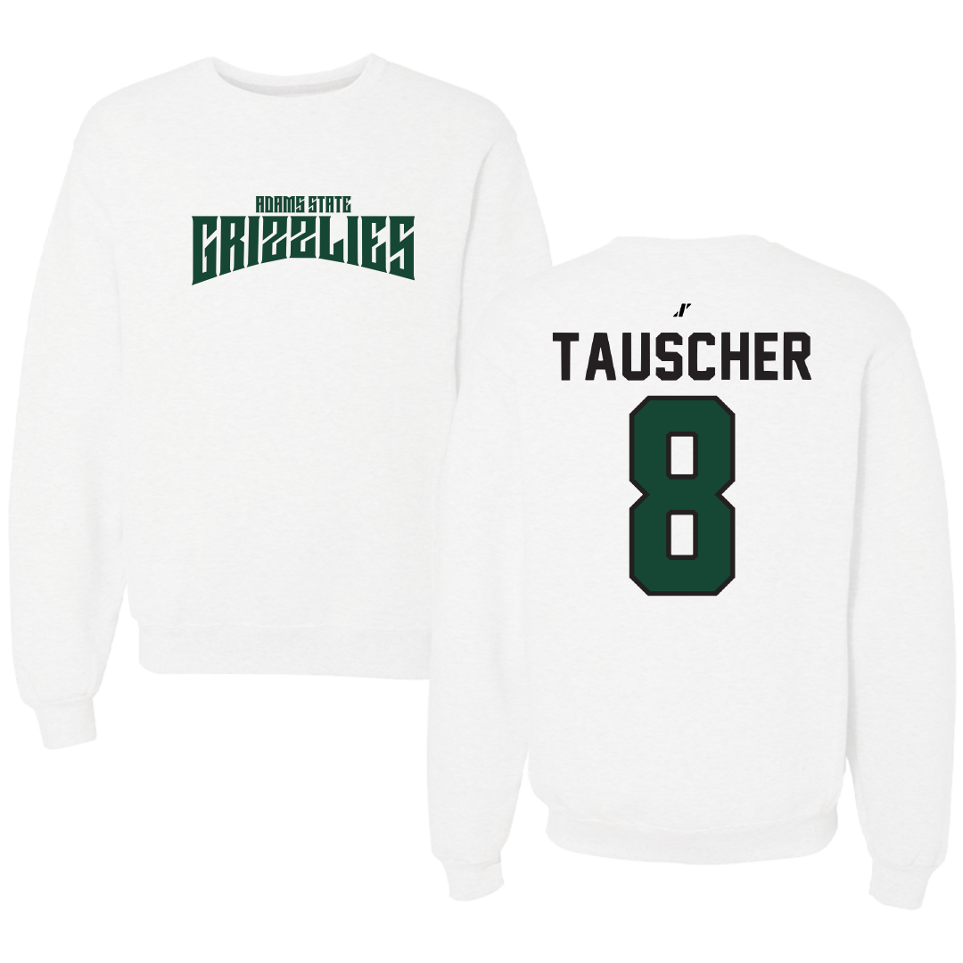 Adams State University Baseball White Classic Crewneck - #8 Ayden Tauscher