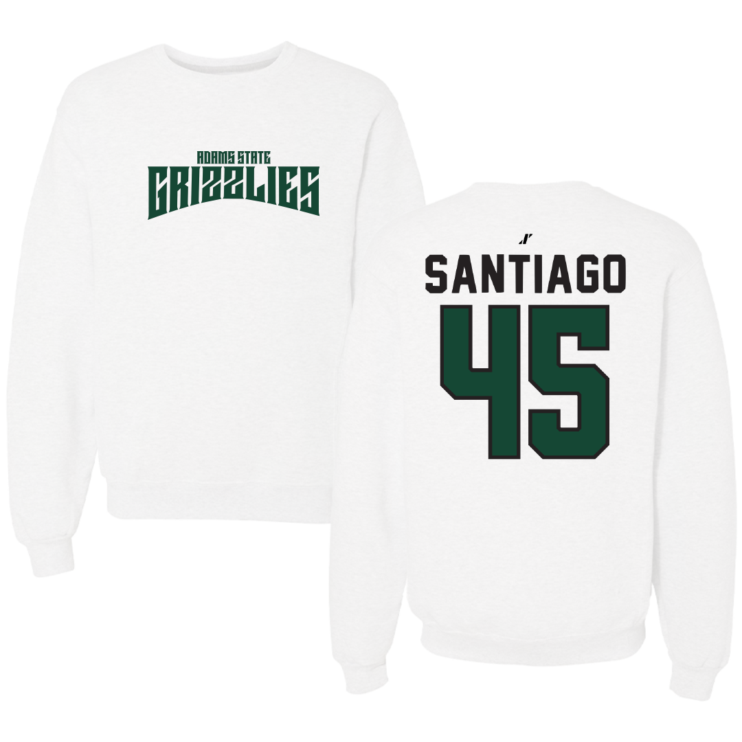 Adams State University Baseball White Classic Crewneck - #45 Ricardo Santiago