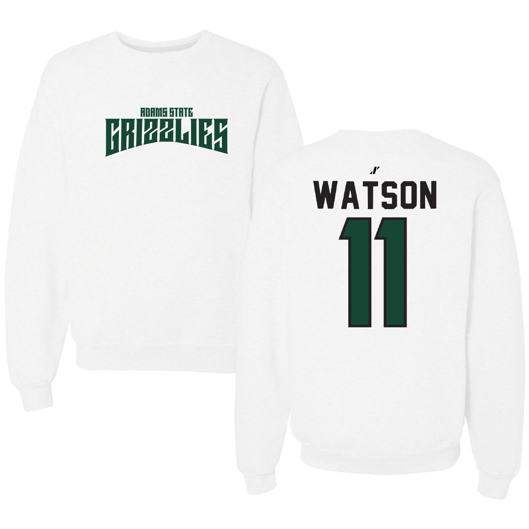 Adams State University Basketball White Classic Crewneck - #11 Elaina Watson