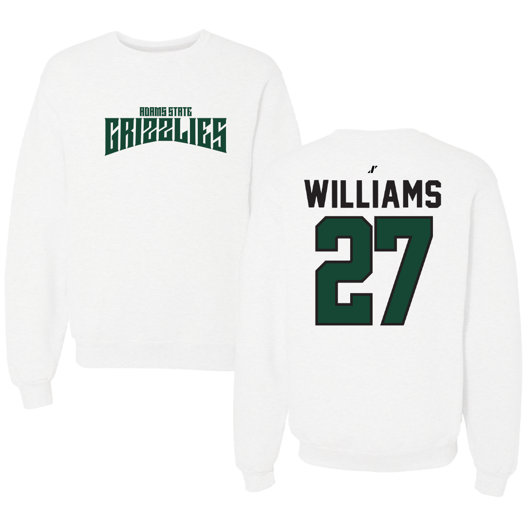 Adams State University Basketball White Classic Crewneck - #27 Destan Williams