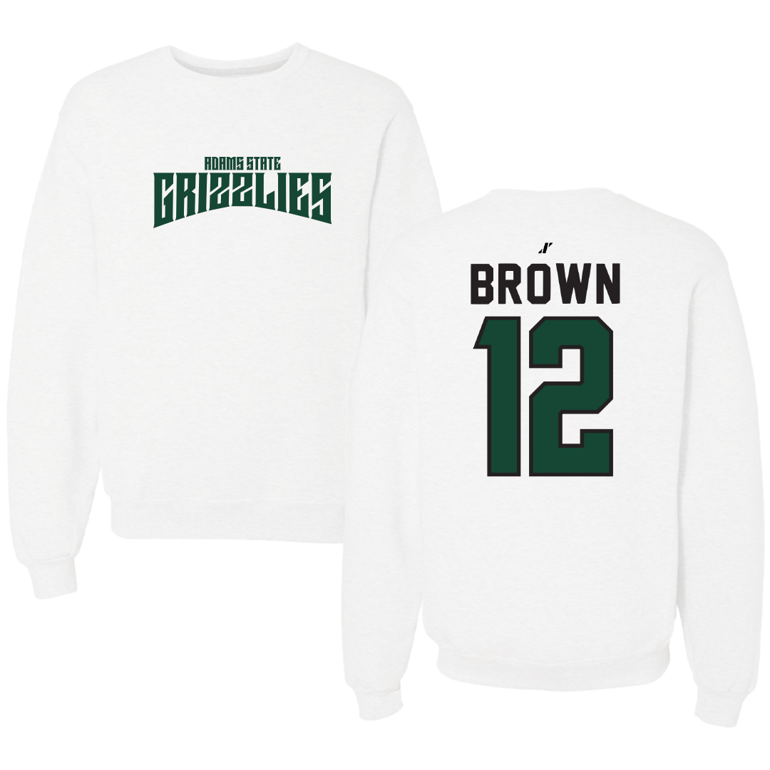 Adams State University Baseball White Classic Crewneck - #12 Payton Brown