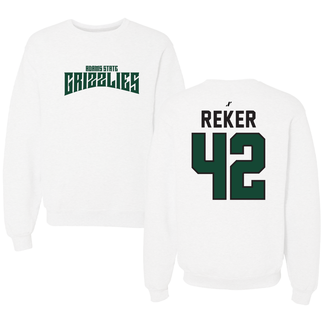 Adams State University Baseball White Classic Crewneck - #42 Seth Reker