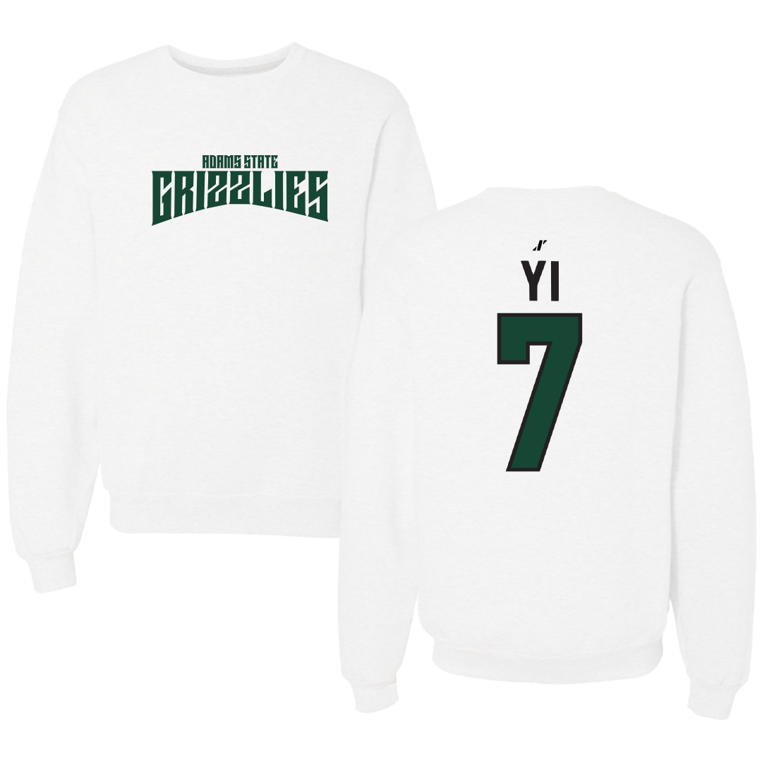 Adams State University Baseball White Classic Crewneck - #7 Austin Yi