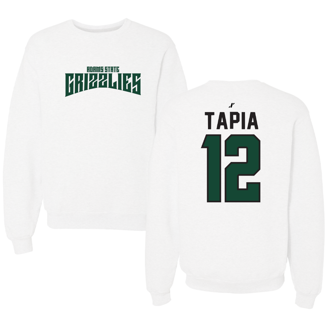 Adams State University Basketball White Classic Crewneck - #12 Jude Tapia