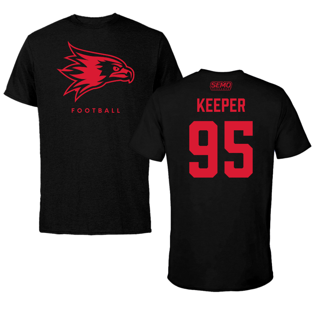 Southeast Missouri State University Football Black Tee  - #95 Sam Keeper