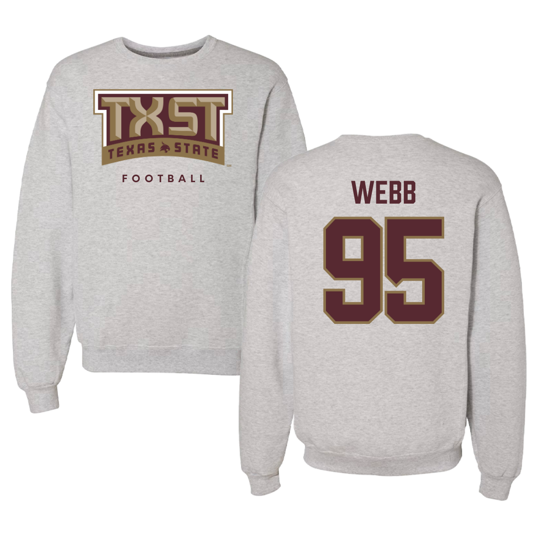 Texas State University Football Gray Crewneck  - #95 Terry Webb