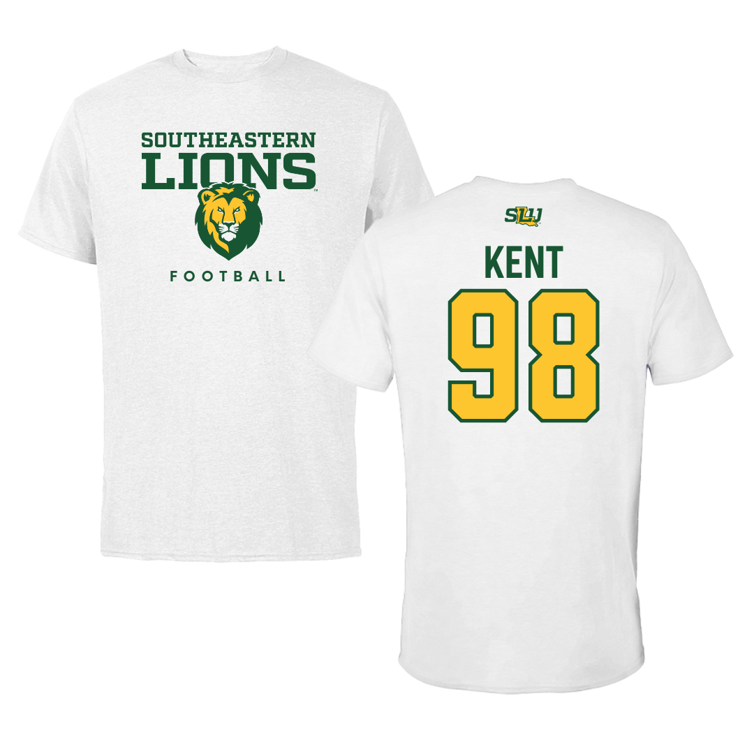 Southeastern Louisiana University Football White Tee  - #98 Austin Kent