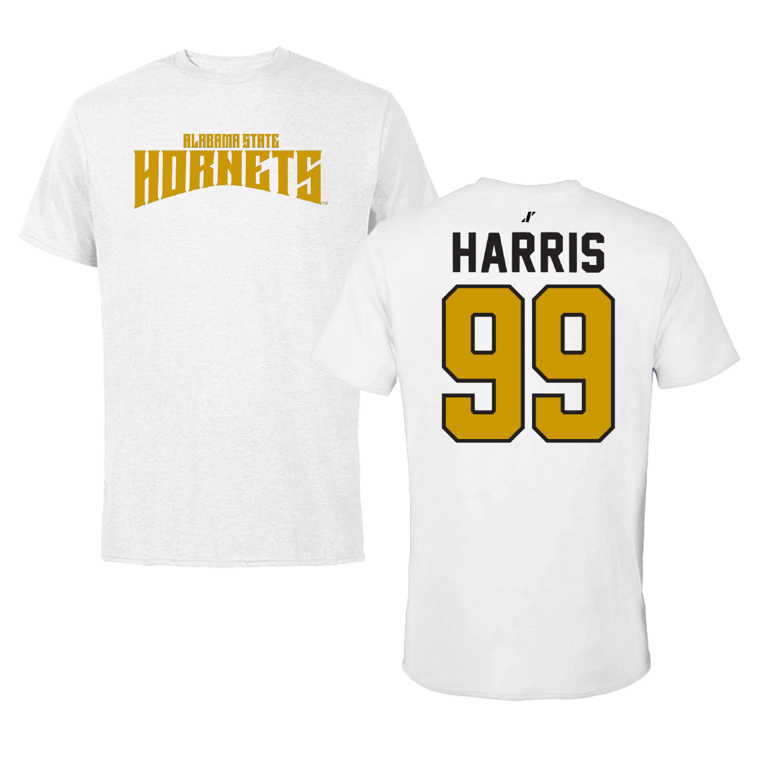 Alabama State University Volleyball White Classic Performance Tee - #99 Lyndsay Harris