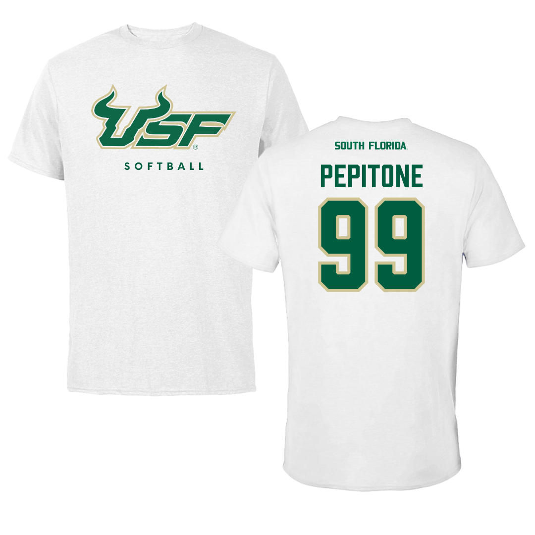 University of South Florida Softball White Tee  - #99 Alicea Pepitone