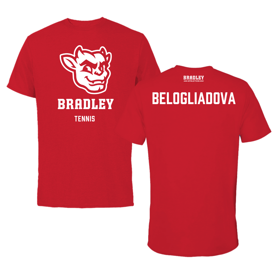 Bradley University Tennis Red Mascot Tee  - Anna Belogliadova