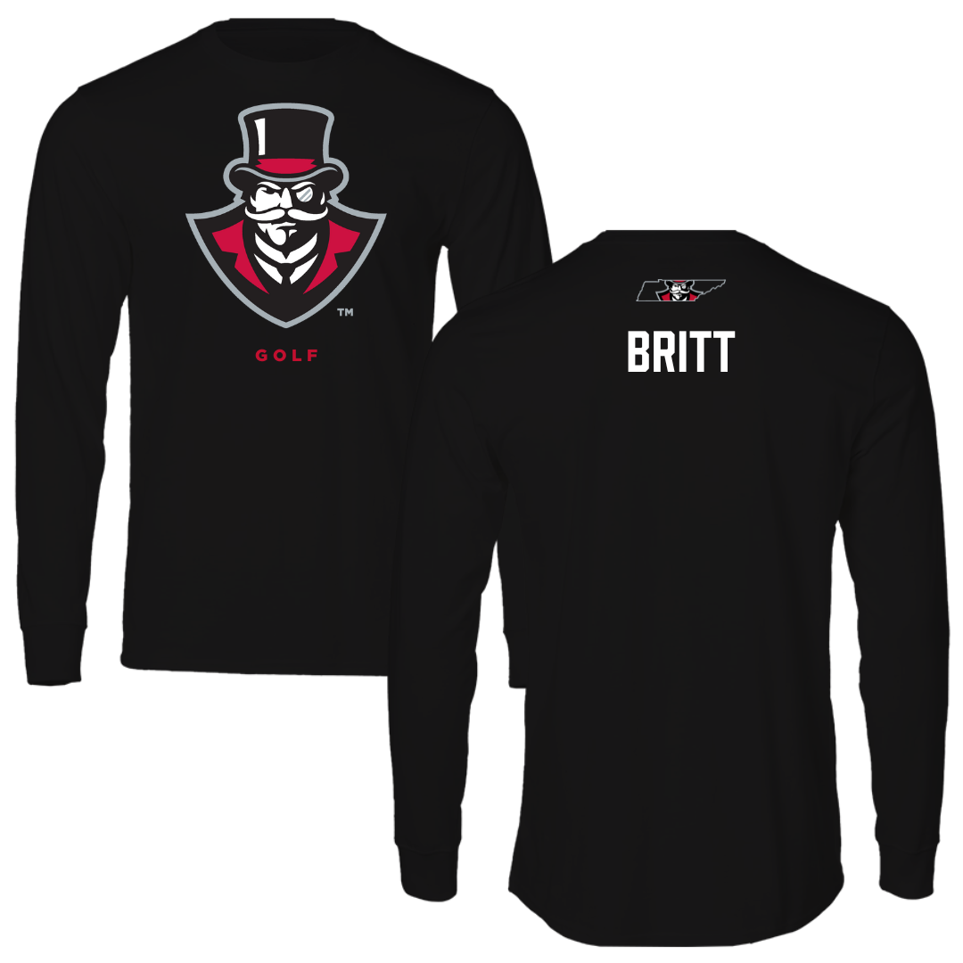 Austin Peay State University Golf Black Mascot Long Sleeve - Reece Britt