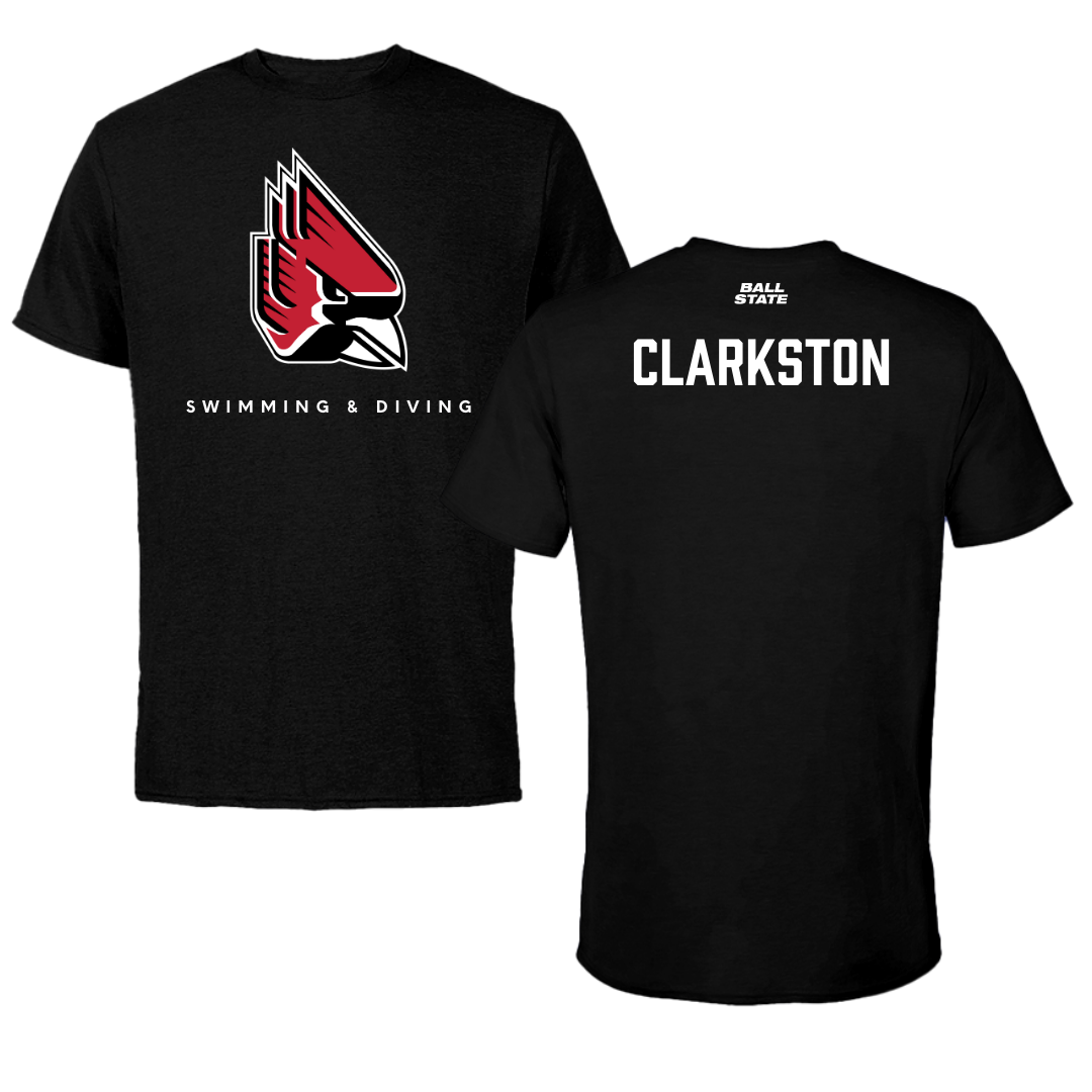 Ball State University Swimming & Diving Black Tee  - Benjamin Clarkston