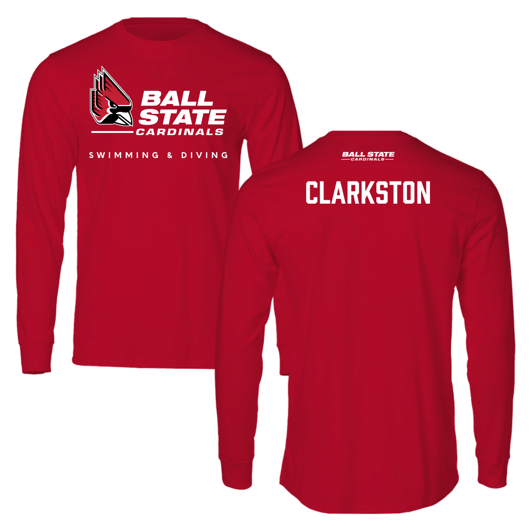 Ball State University Swimming & Diving Red Long Sleeve  - Benjamin Clarkston