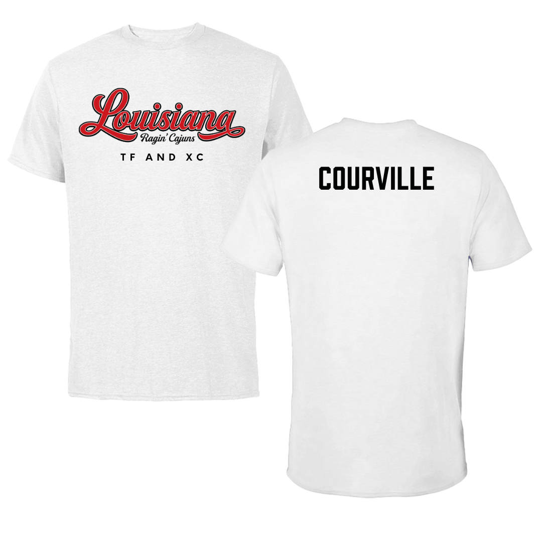 University of Louisiana at Lafayette TF and XC White Tee  - Juliana Courville