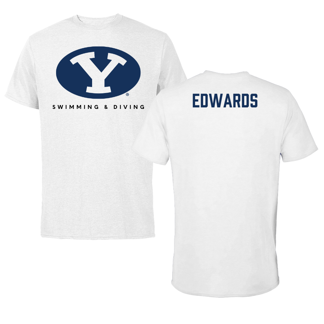 Brigham Young University Swimming & Diving White Tee  - Emerson Edwards