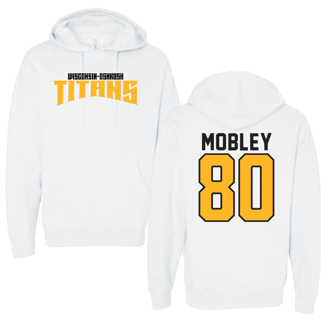 University of Wisconsin-Oshkosh Football White Classic Hoodie - #80 Nolan Mobley
