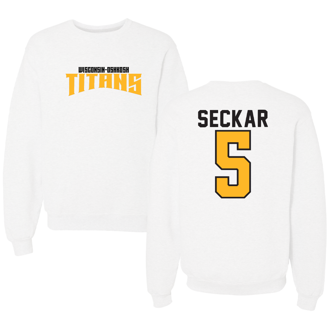 University of Wisconsin-Oshkosh Basketball White Classic Crewneck - #5 Paige Seckar