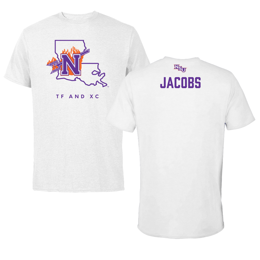 Northwestern State University TF and XC White Tee  - Cyrus Jacobs