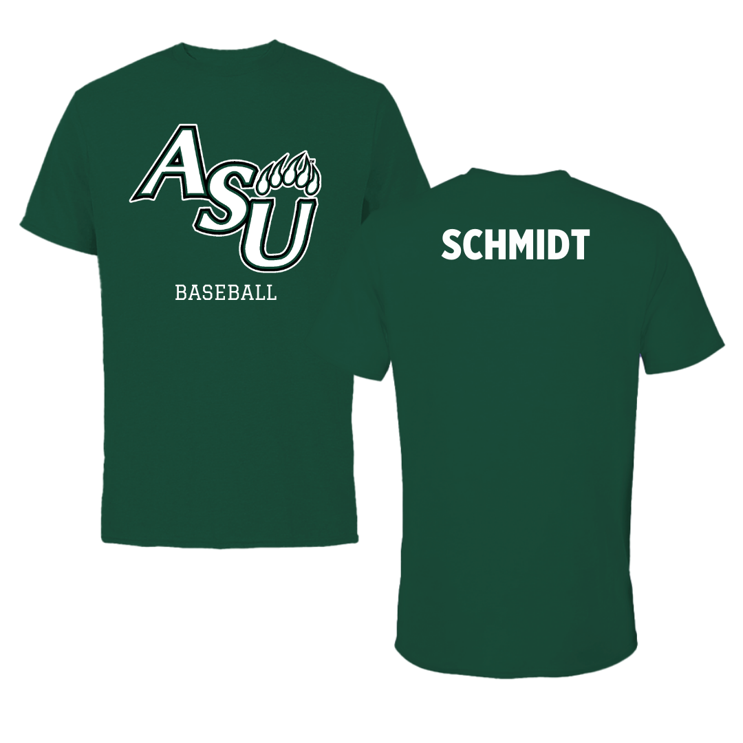 Camiseta verde bosque de béisbol de la Universidad Estatal de Adams - Logan Schmidt