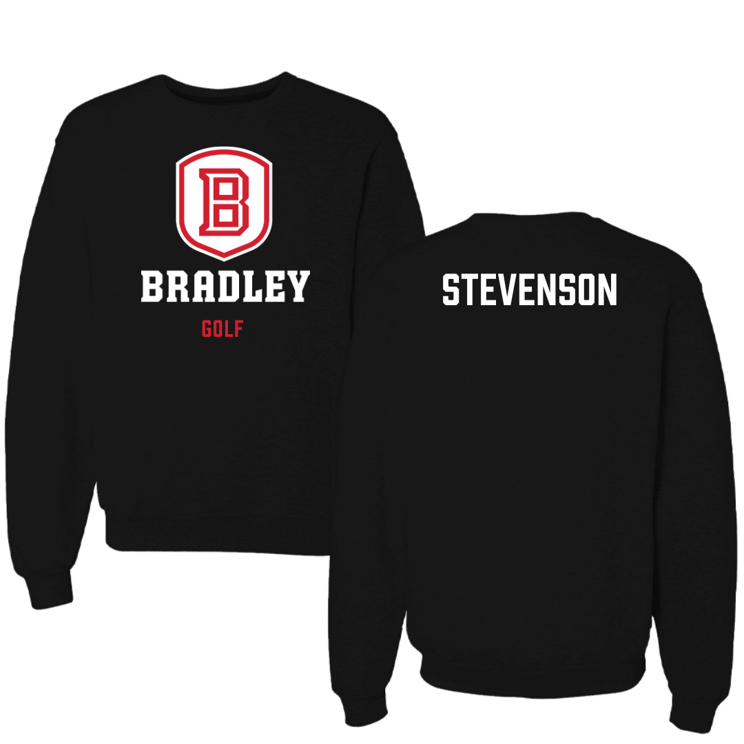 Bradley University Golf Black Block Crewneck - Carter Stevenson