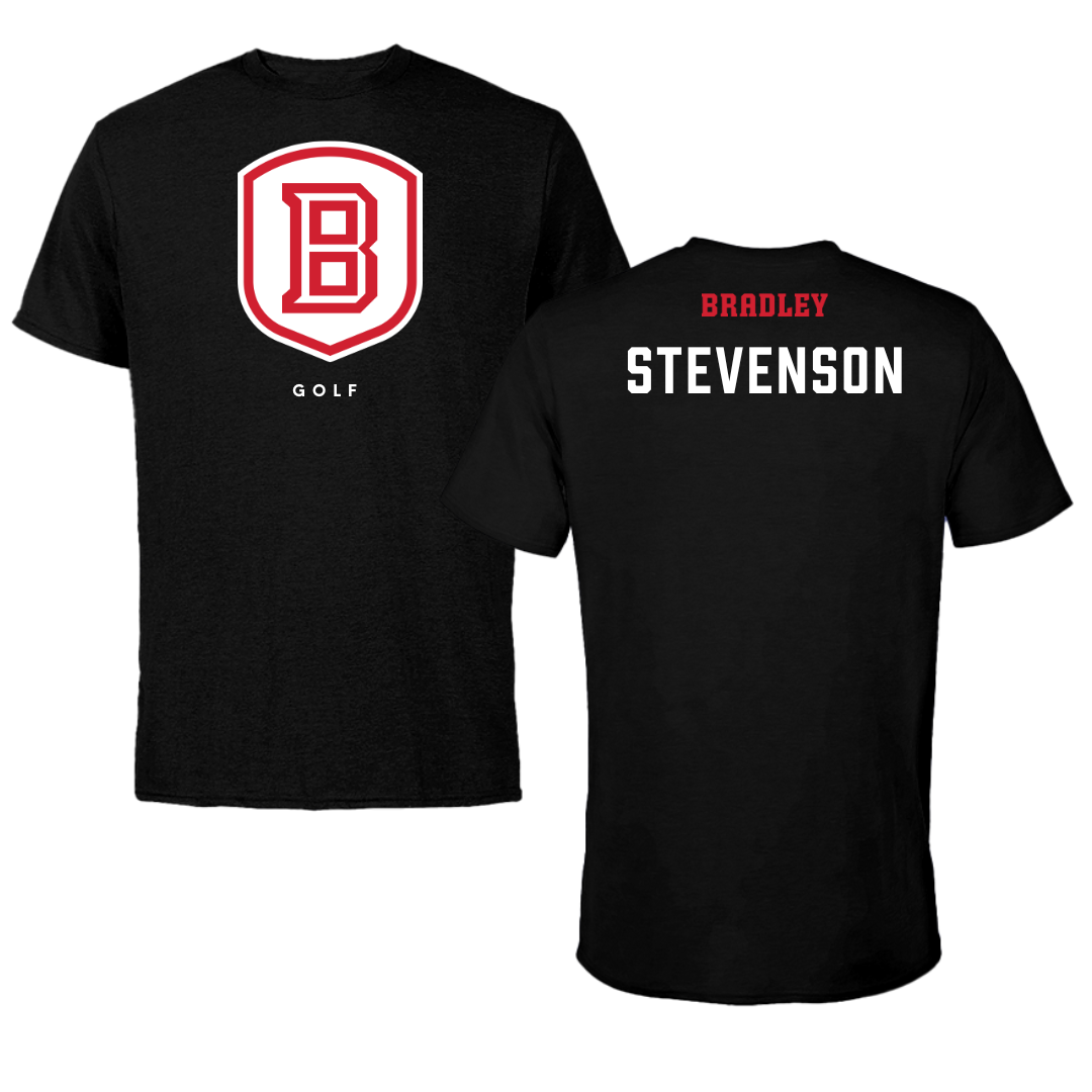Bradley University Golf Black Shield Tee - Carter Stevenson