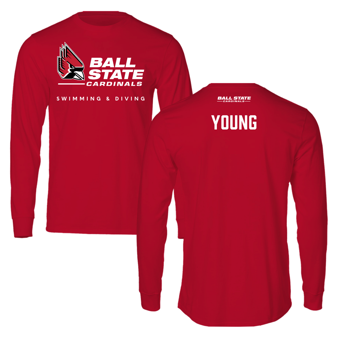 Ball State University Swimming & Diving Red Long Sleeve  - Mason Young
