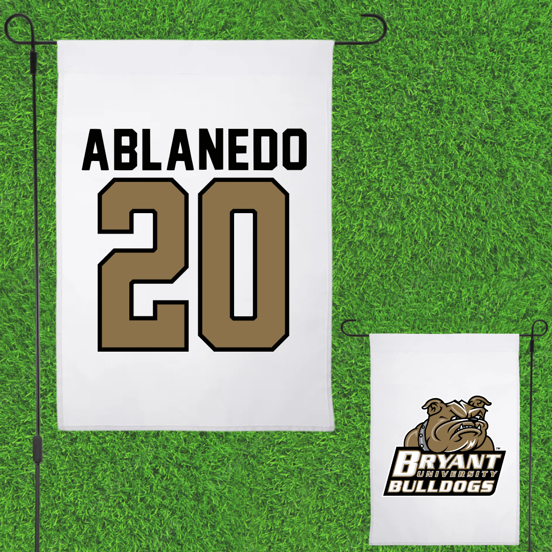 Bryant University Soccer White Garden Flag - #20 Pablo Ablanedo