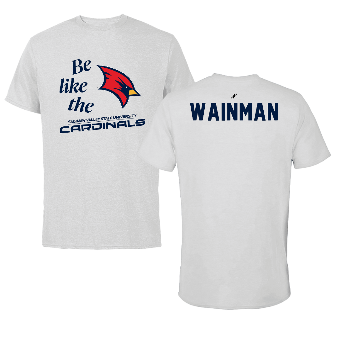 Saginaw Valley State University Swimming & Diving Light Gray Be Like Us Performance Tee - Benjamin Wainman