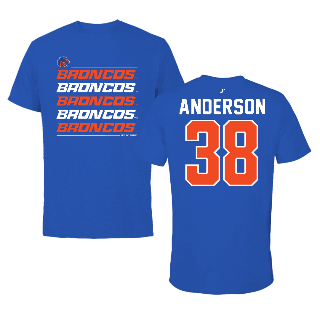 Boise State University Football Blue General Tee - #38 Travis Anderson