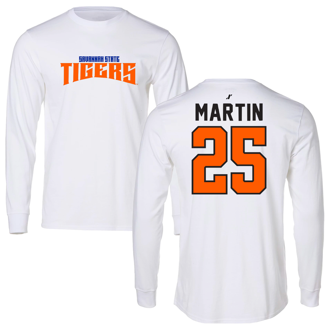 Savannah State University Softball White Classic Performance Long Sleeve - #25 Madison Martin