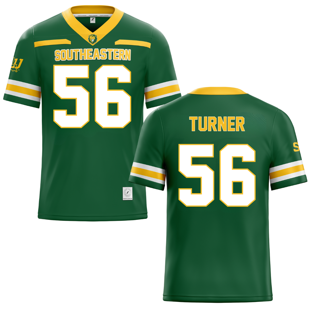 Southeastern Louisiana University Green Football Jersey - #56 Javin Turner