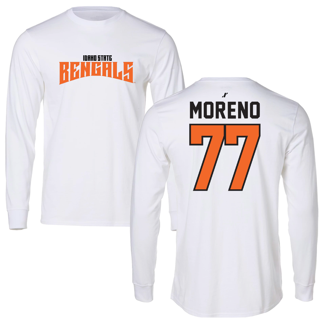 Idaho State University Football White Classic Performance Long Sleeve - #77 Osiel Moreno