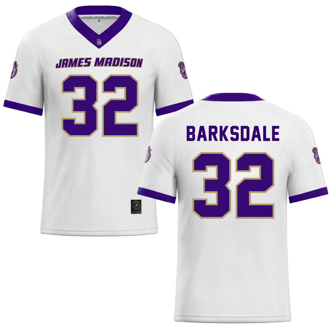 James Madison University White Football Jersey - #32 DJ Barksdale