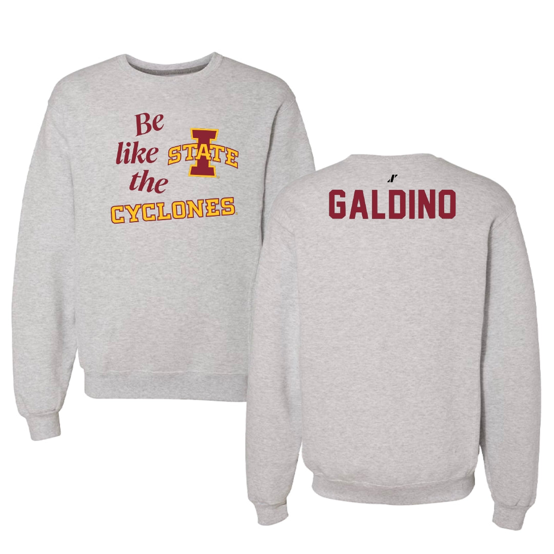 Iowa State University TF and XC Light Gray Be Like Us Crewneck - Emanuel Galdino