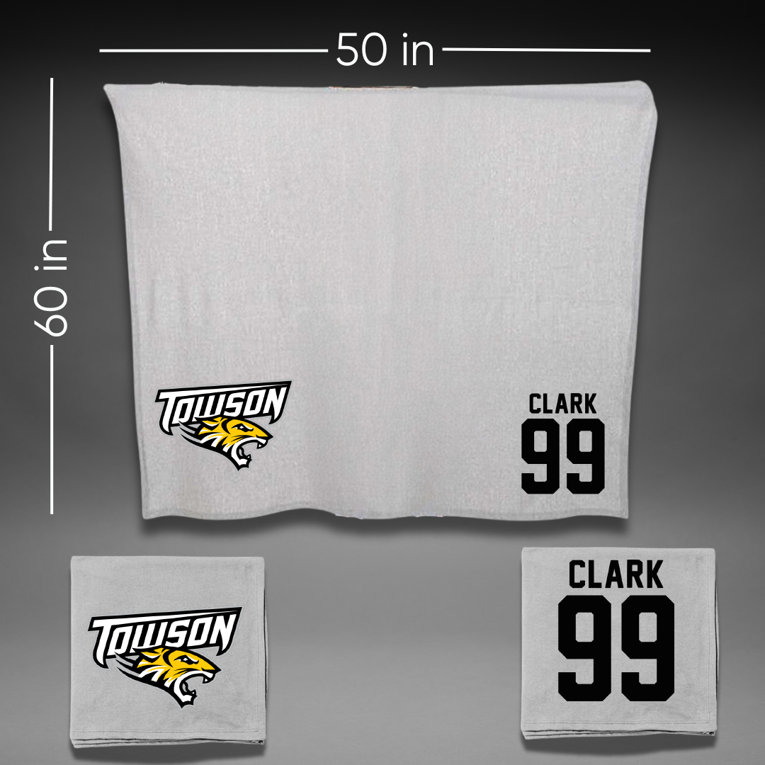 Towson University Football Gray Blanket - #99 Aaron Clark
