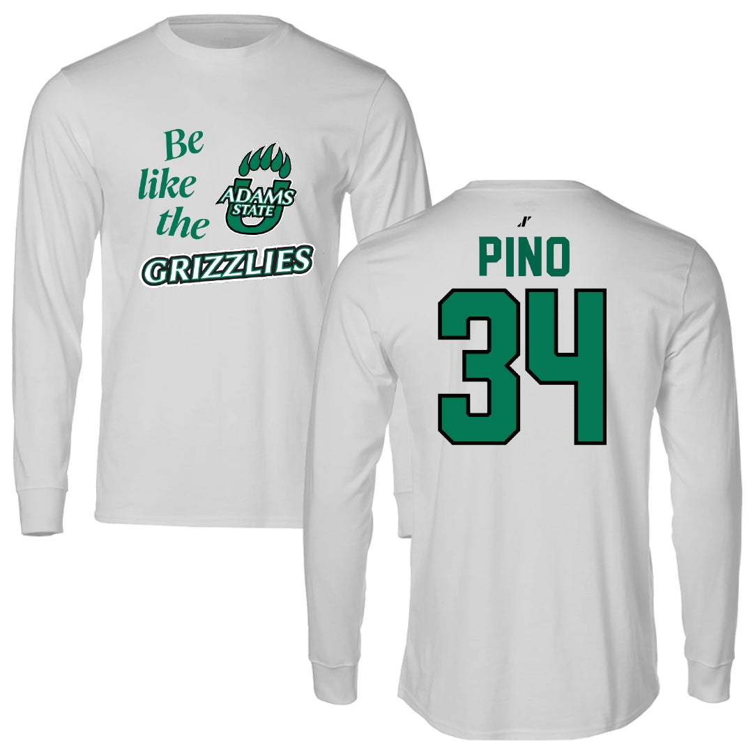 Adams State University Baseball Light Gray Be Like Us Performance Long Sleeve - #34 CJ Pino