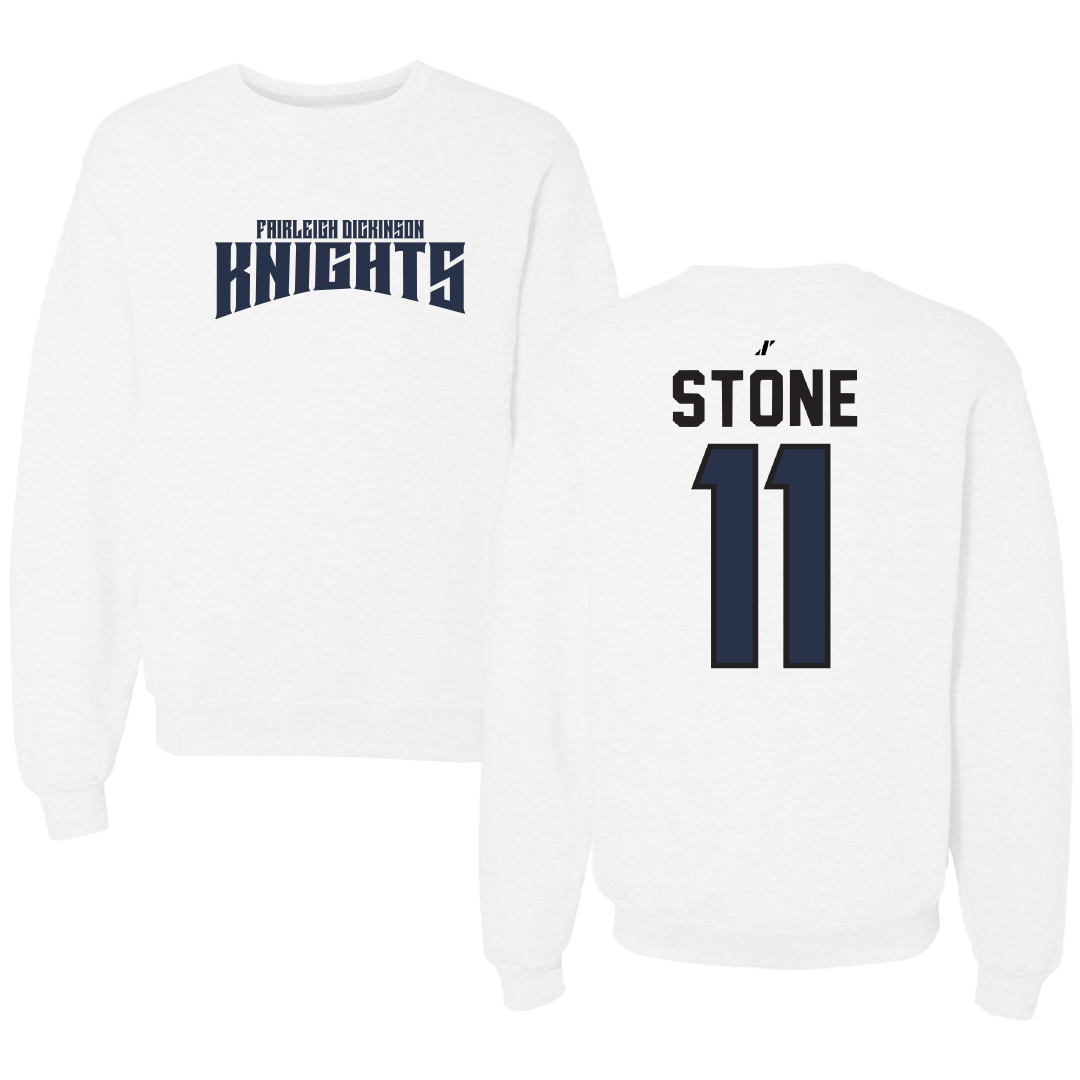 Fairleigh Dickinson University-Metropolitan Campus Softball White Classic Crewneck - #11 Ayden Stone
