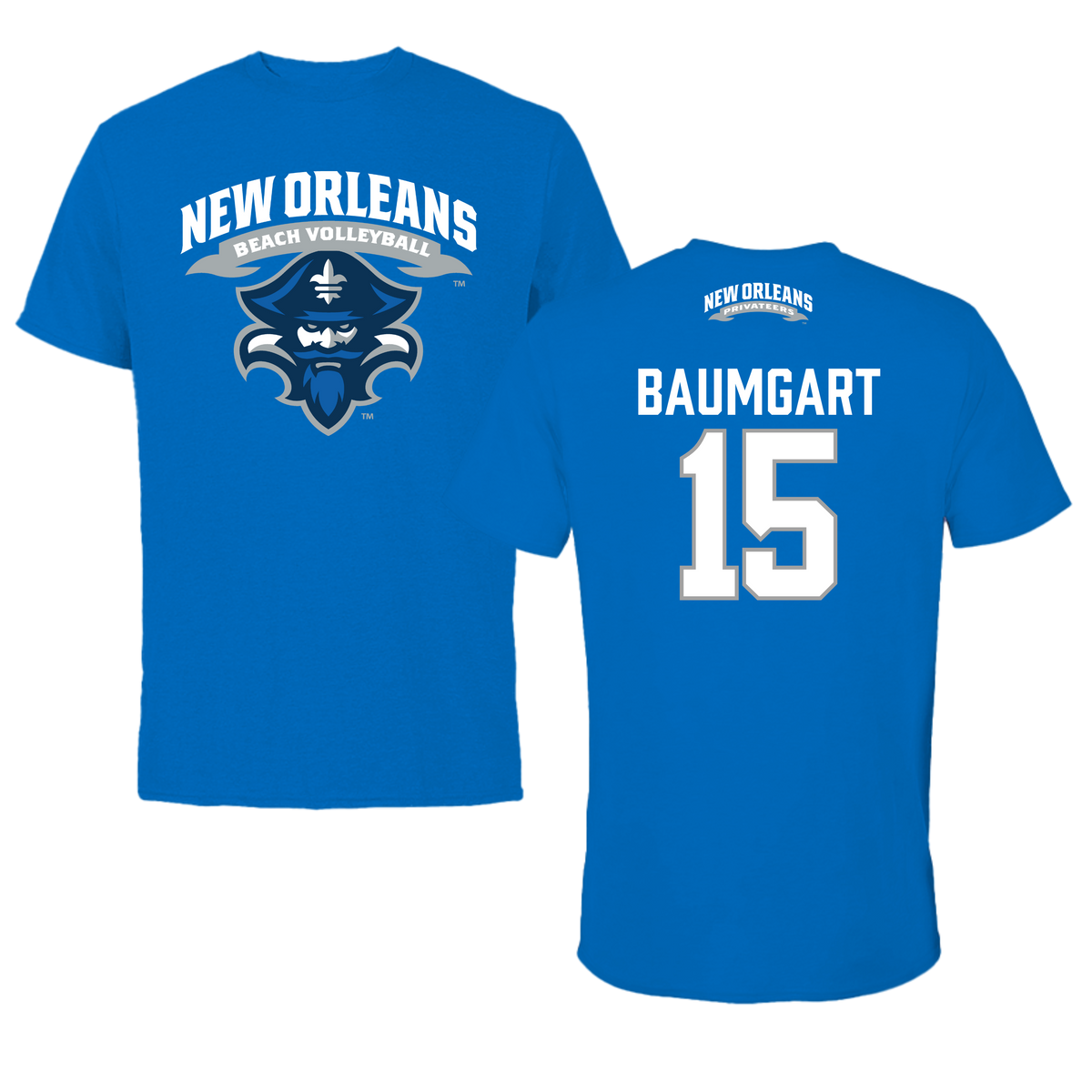 University of New Orleans Beach Volleyball Blue Performance Tee - #15 Serena Baumgart