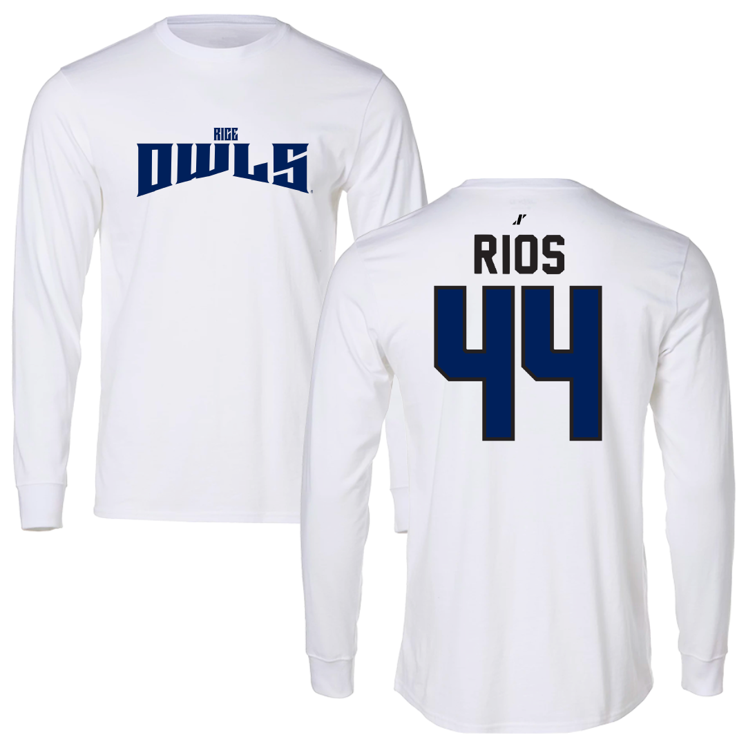 Rice University Baseball White Classic Long Sleeve - #44 Lorenzo Rios