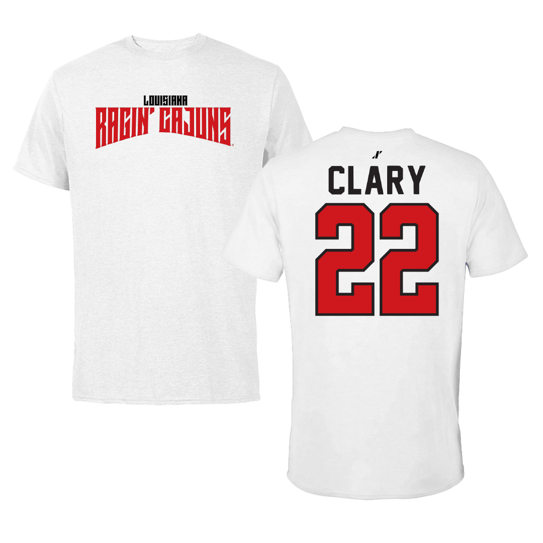 University of Louisiana at Lafayette Softball White Classic Tee - #22 Tyra Clary