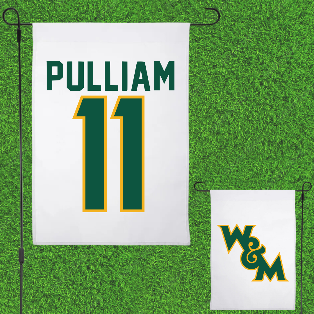 William & Mary Basketball White Garden Flag - #11 Kyle Pulliam